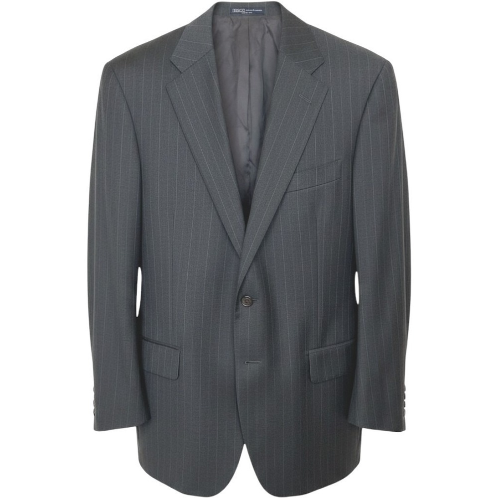 Vtg Polo Ralph Lauren Blazer‎ Mens 46L Charcoal Grey Pinstripe Virgin Wool Italy